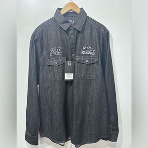 Triumph Motorcycles Cotton Denim Button Down Shirt “Dealer of the‎ Year” Size L